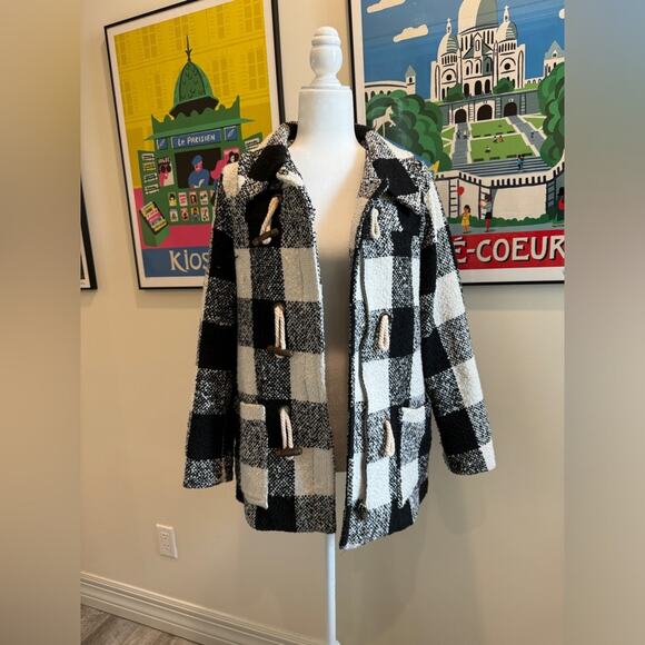 Black and White Forever 21 Premium Checkered Coat - Picture 4 of 8